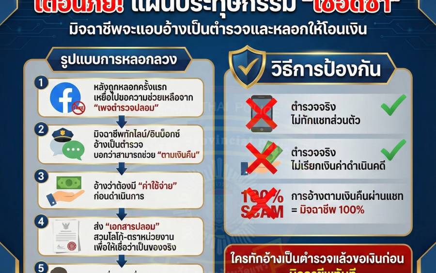 เตือนภัย! แผนประทุษกรรม “เชือดซ้ำ” มิจฉาชีพแอบอ้างเป็นตำรวจ หลอกตามเงินคืน