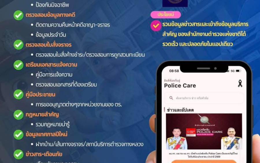 แอปพลิเคชัน “Police Care” ตำรวจห่วงใยประชาชน